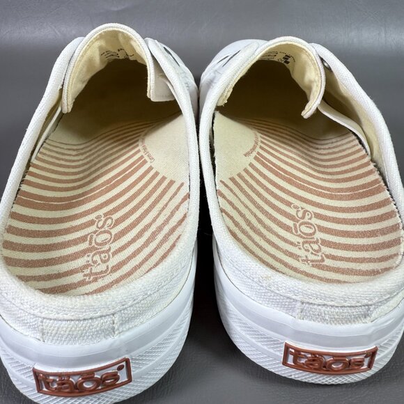 Taos EZ Soul Shoes Women Size 8.5 White Canvas Slip On Mules Curves Pods Footbed - Picture 10 of 12